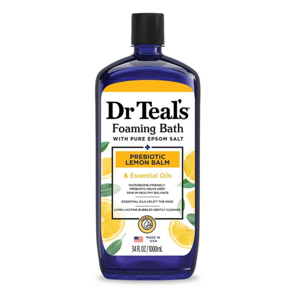 Dr Teals Foaming Bath with Prebiotic Lemon Balm and Essential Oils for Nourishing Skin 34Oz (1000ml)
