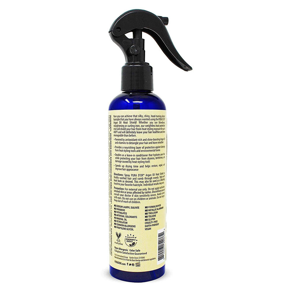 Pura Dor Argan Oil Heat Shield Protectant Spray, 8 Oz