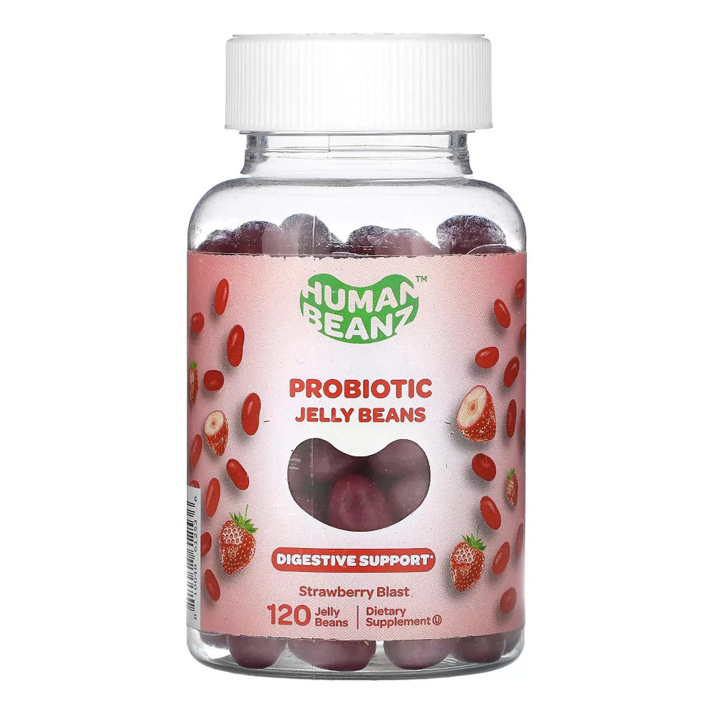 Human Beanz Probiotic Jelly Beans Strawberry Blast Digestive Support 120Ea