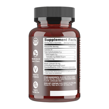 YumVs Strong Earth Black Cohosh Root Gummies for Womens Health, Peach, 60 Ea