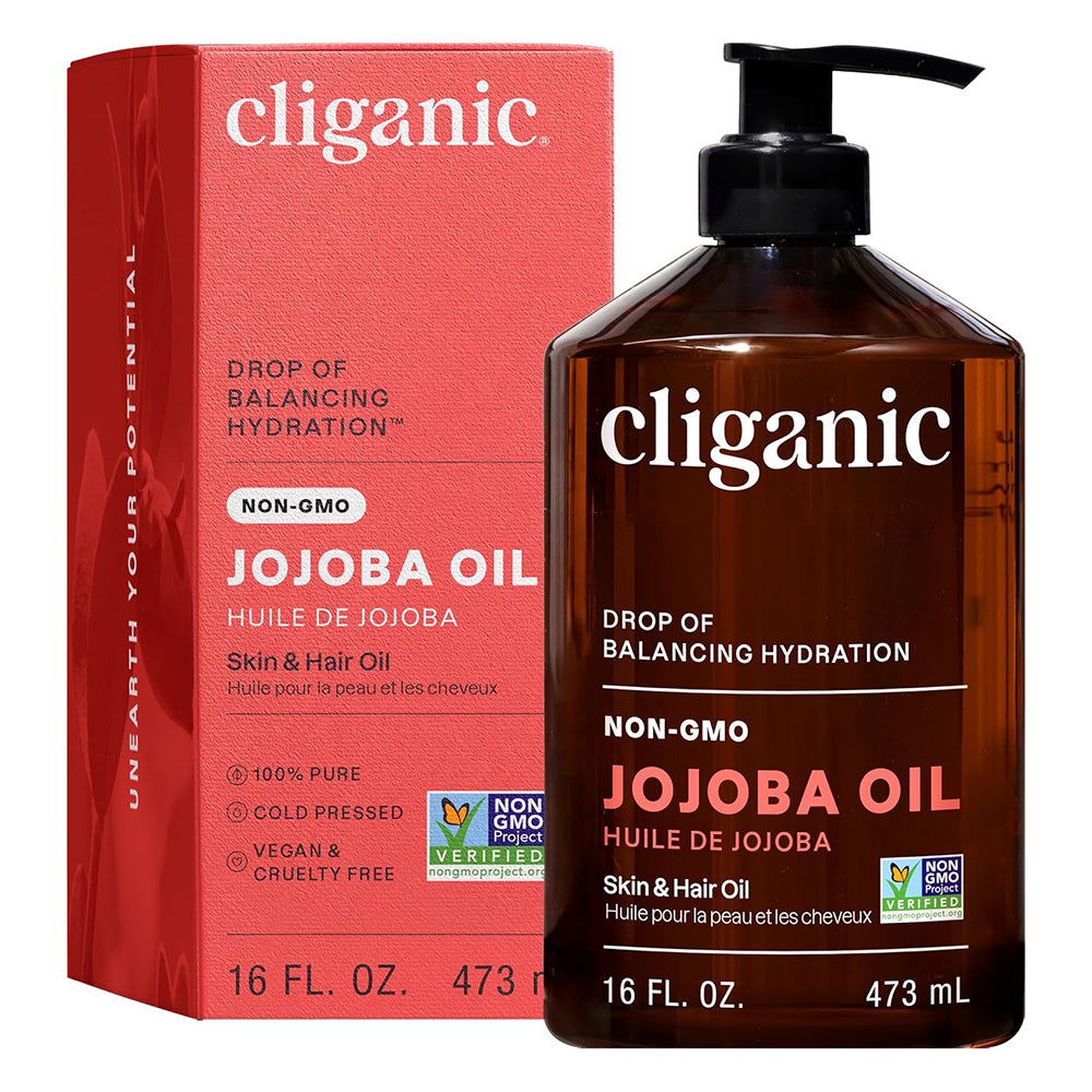 Cliganic Jojoba Oil Non GMO Skin and Hair Oil 16Oz (473ml)