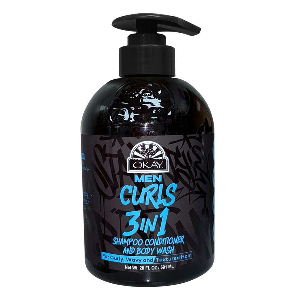 Okay Curls 3 In 1 Shampoo Conditioner and Body Wash for Mens 20Oz (591ml)