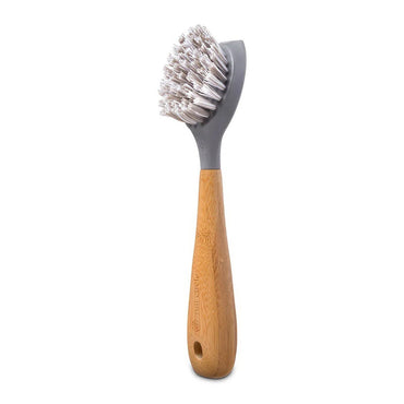 Full Circle Cast Iron Dish Wash Brush and Scraper with Bamboo Handle, 1 Ea
