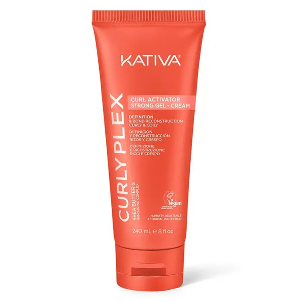 Kativa Curly Plex Hair Curl Activator Gel Defines and Hydrates Curls with Strong Hold 8Oz (240ml)