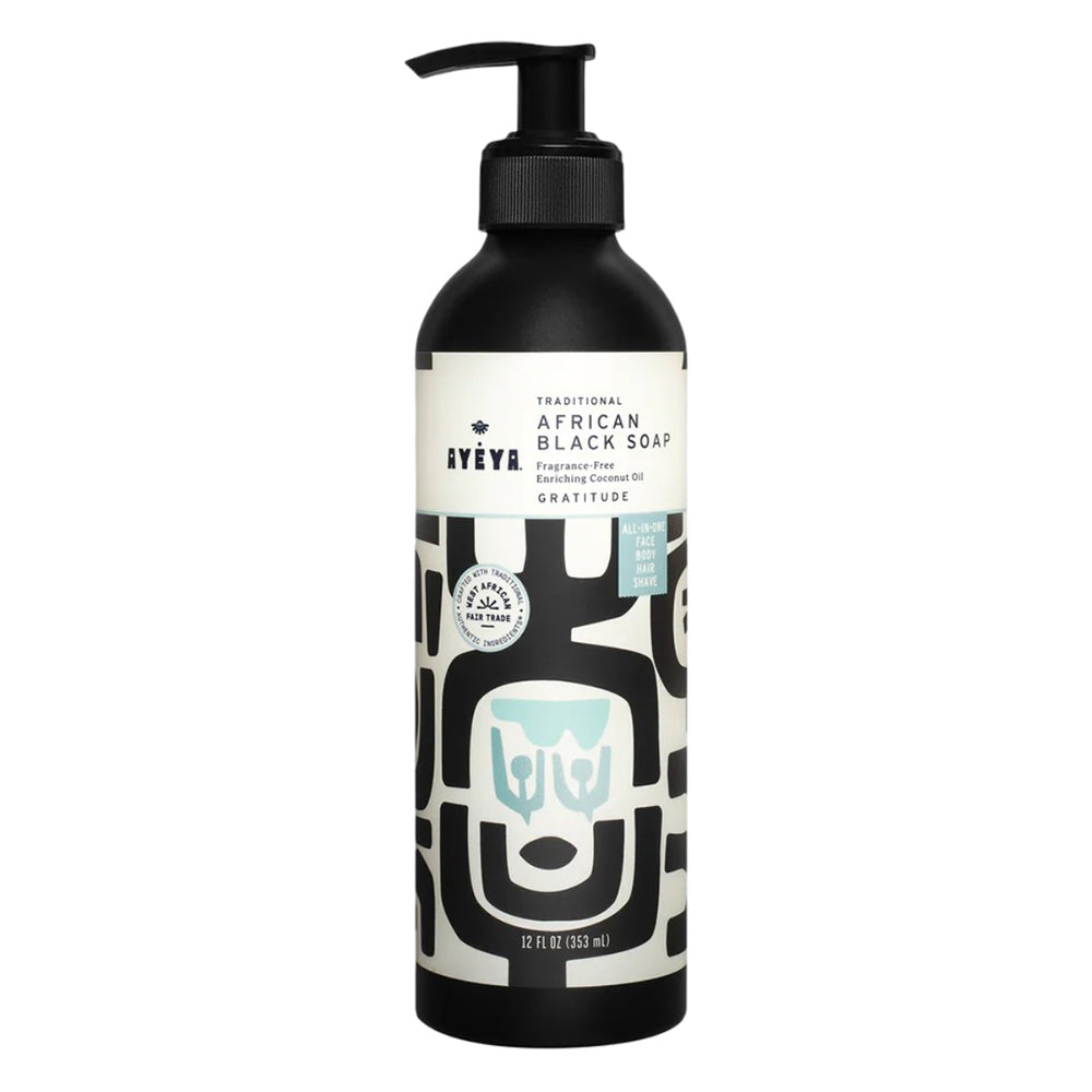 Ayeya African Black Soap Liquid Gratitude Moisturizing Cleansing Body Wash 12Oz (353ml)