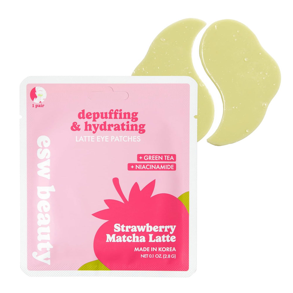 ESW Beauty Depuffing and Hydrating Strawberry Matcha Latte Eye Patches 0.1Oz (2.8g), Pack of 10