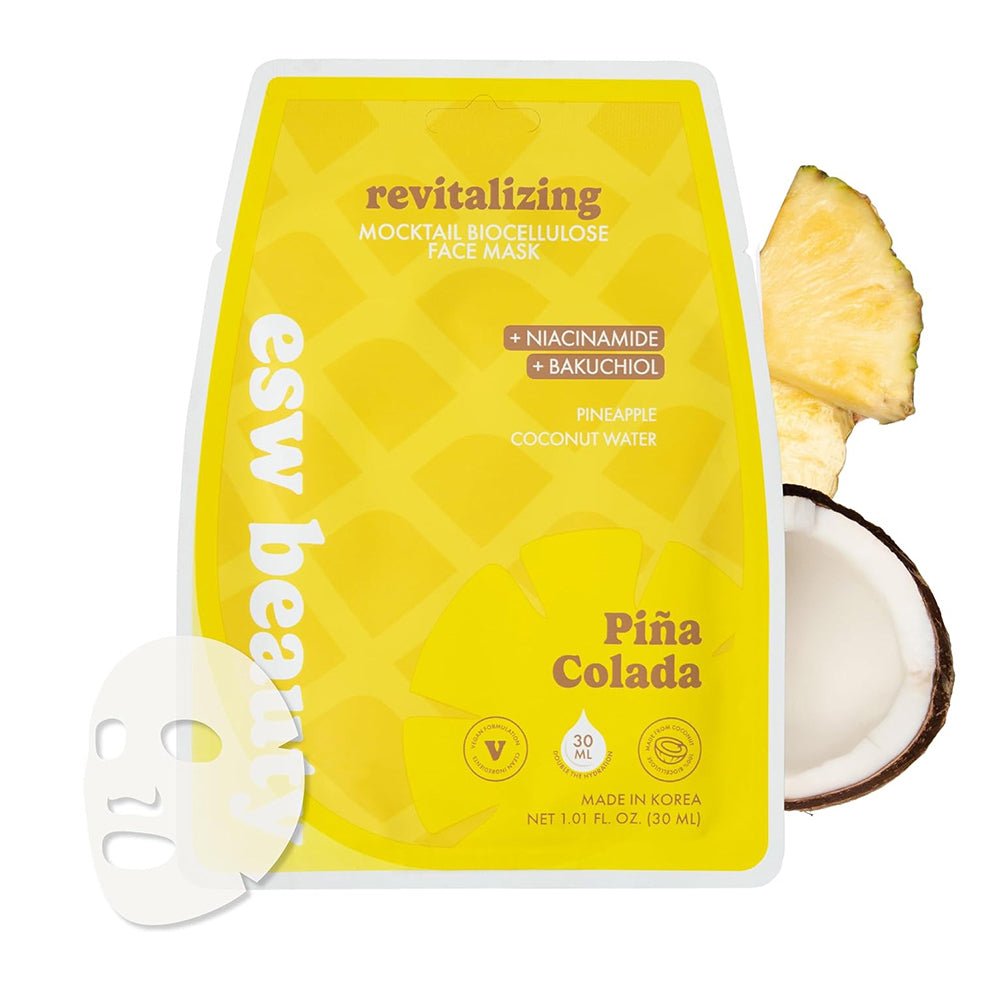 ESW Beauty Pina Colada Revitalizing Face Mask with Pineapple and Coconut Water for Glowing Skin 1.01Oz (30ml)