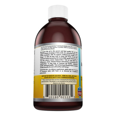 Amazing Nutrition Amazing Omega Norwegian Liquid Fish Oil, Lemon Flavor, 16 Oz