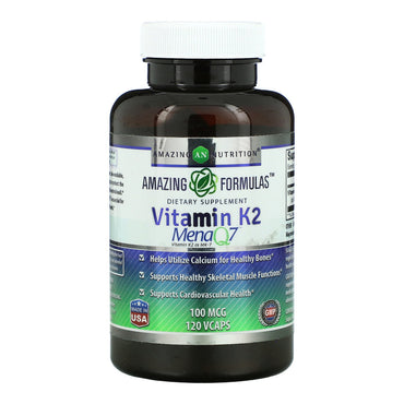 Amazing Nutrition Amazing Formulas Vitamin K2 Menaq7 100Mcg Veggie Capsules, 120 Ea