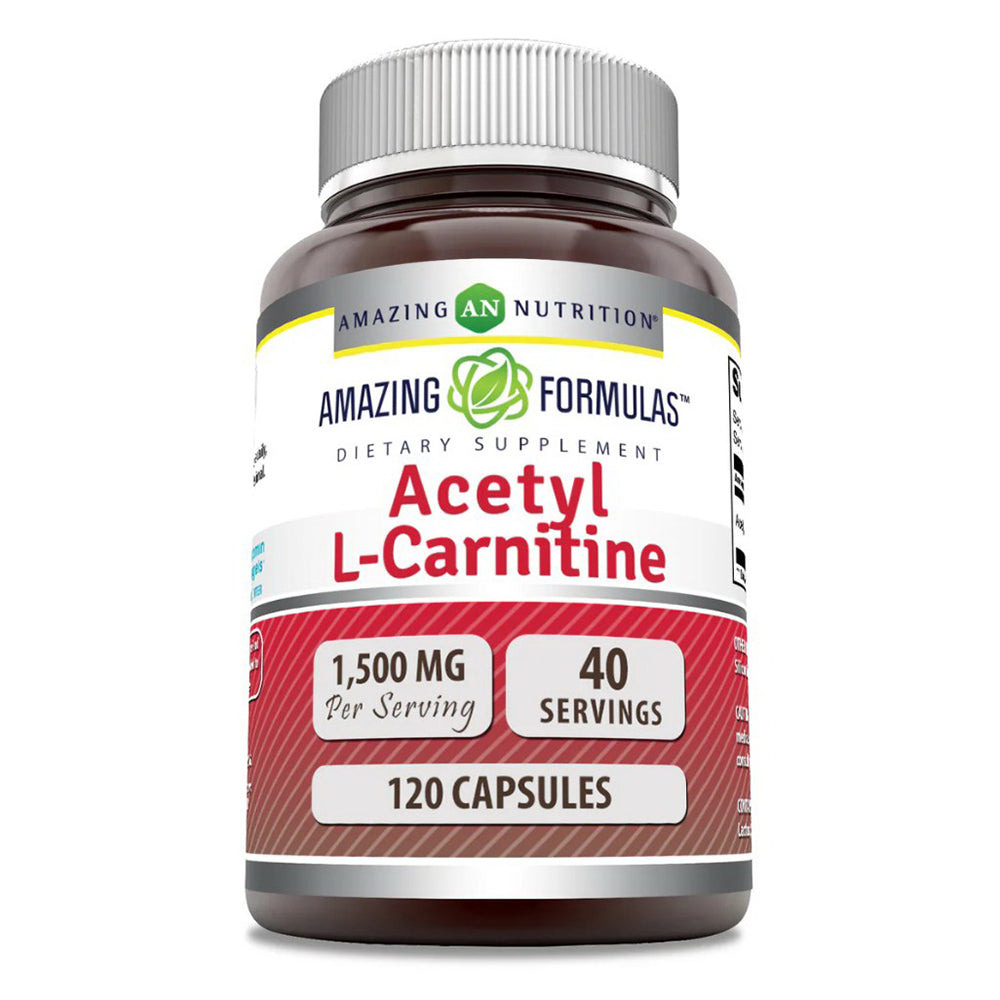 Amazing Formulas Acetyl L Carnitine 1500 mg Capsules for Energy and Brain Support 120Ea
