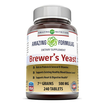 Amazing Nutrition Amazing Formulas Nutrition Brewers Yeast 7.5 Grain 500Mg Capsule, 240 Ea