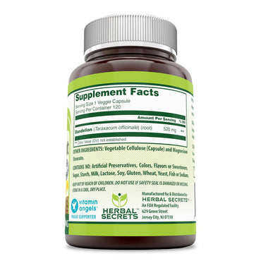 Herbal Secrets Dandelion Root 520 Mg Veggie Capsules, 120 Ea
