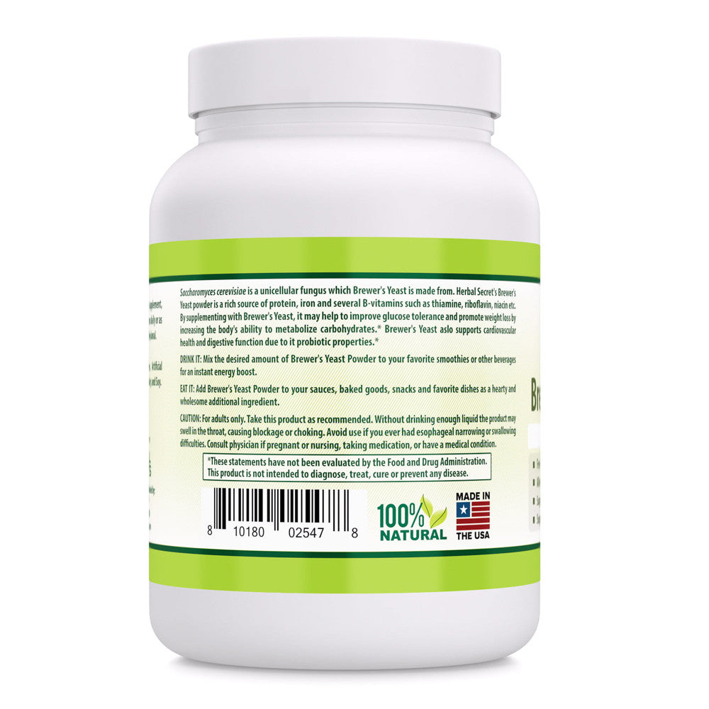 Herbal Secrets Brewers Yeast Powder, Supports Heart And Digestive Health, 16 Oz