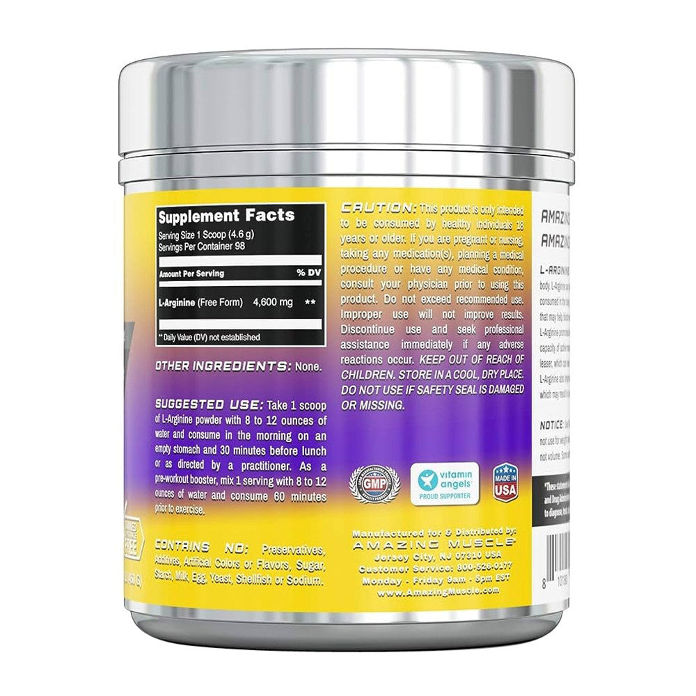 Amazing Nutrition Amazing Muscle L Arginine Essential Amino Acid Powder, Unflavored, 16 Oz