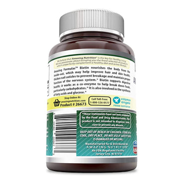 Amazing Nutrition Amazing Formulas Biotin Supplement 10,000Mcg Capsules, Supports Healthy Hair, Skin And Nails, 100 Ea