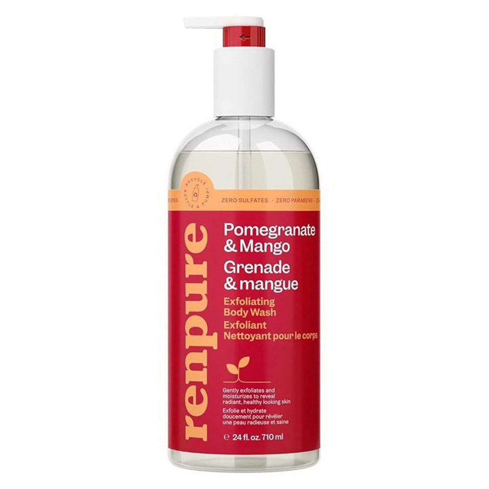 Renpure Pomegranate and Mango Exfoliating Body Wash for Moisturizing Skin 24Oz (710ml)