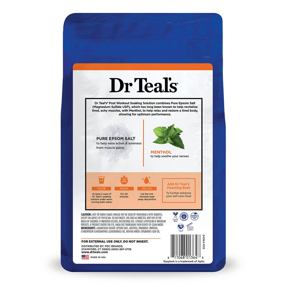 Dr Teals Pure Epsom Salt Soaking Solution with Sulfate and Menthol, 3 Lb