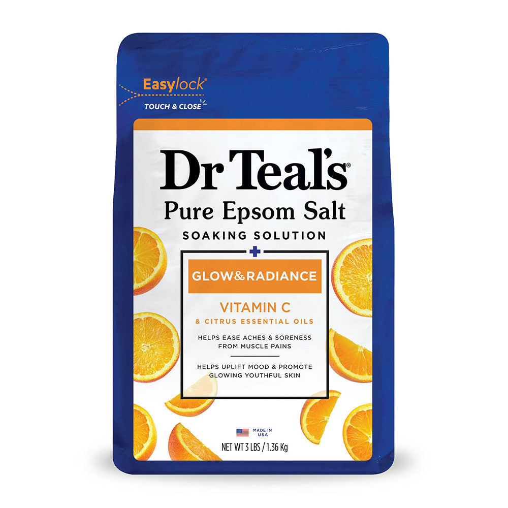 Dr Teals Pure Epsom Salt Soaking Solution with Vitamin C and Citrus, 3 Lb