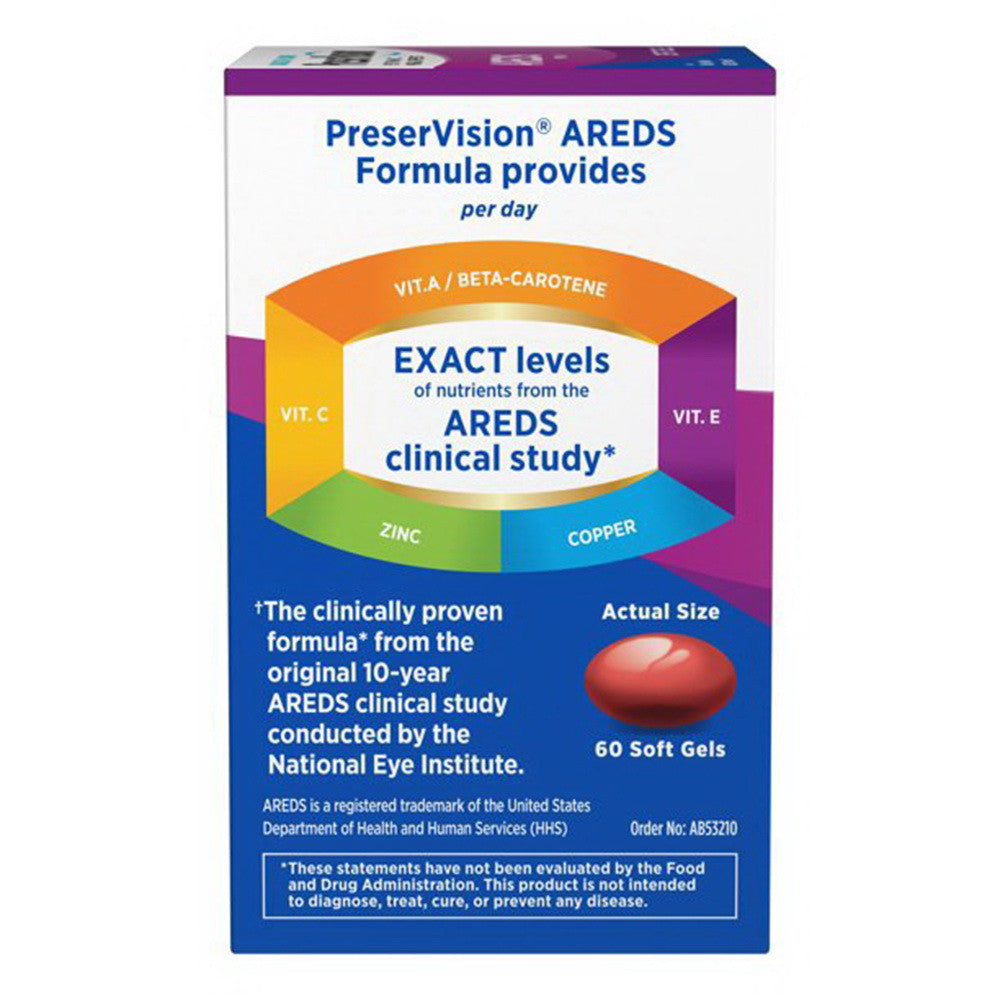 Bausch And Lomb Preservision Eye Vitamin And Mineral Supplement Softgels With Areds Soft Gel Formula - 60 Ea