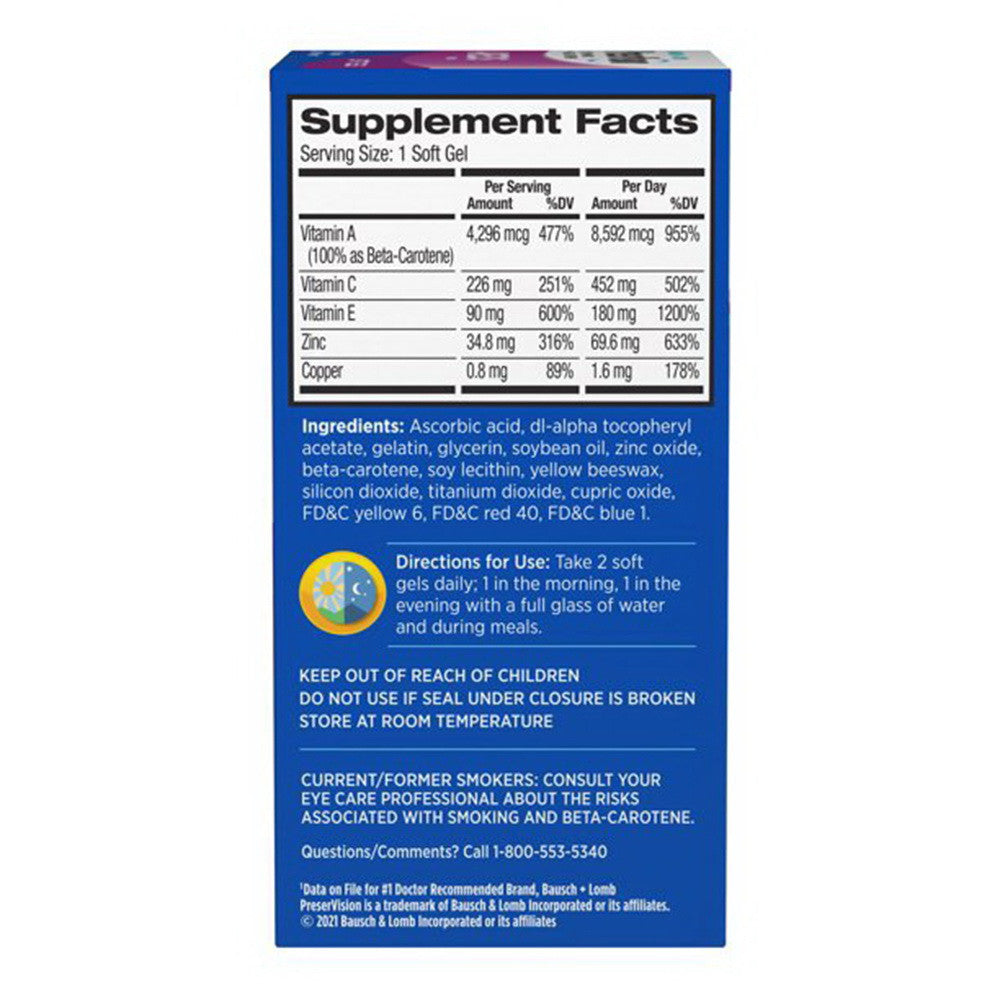 Bausch And Lomb Preservision Eye Vitamin And Mineral Supplement Softgels - 120 Ea