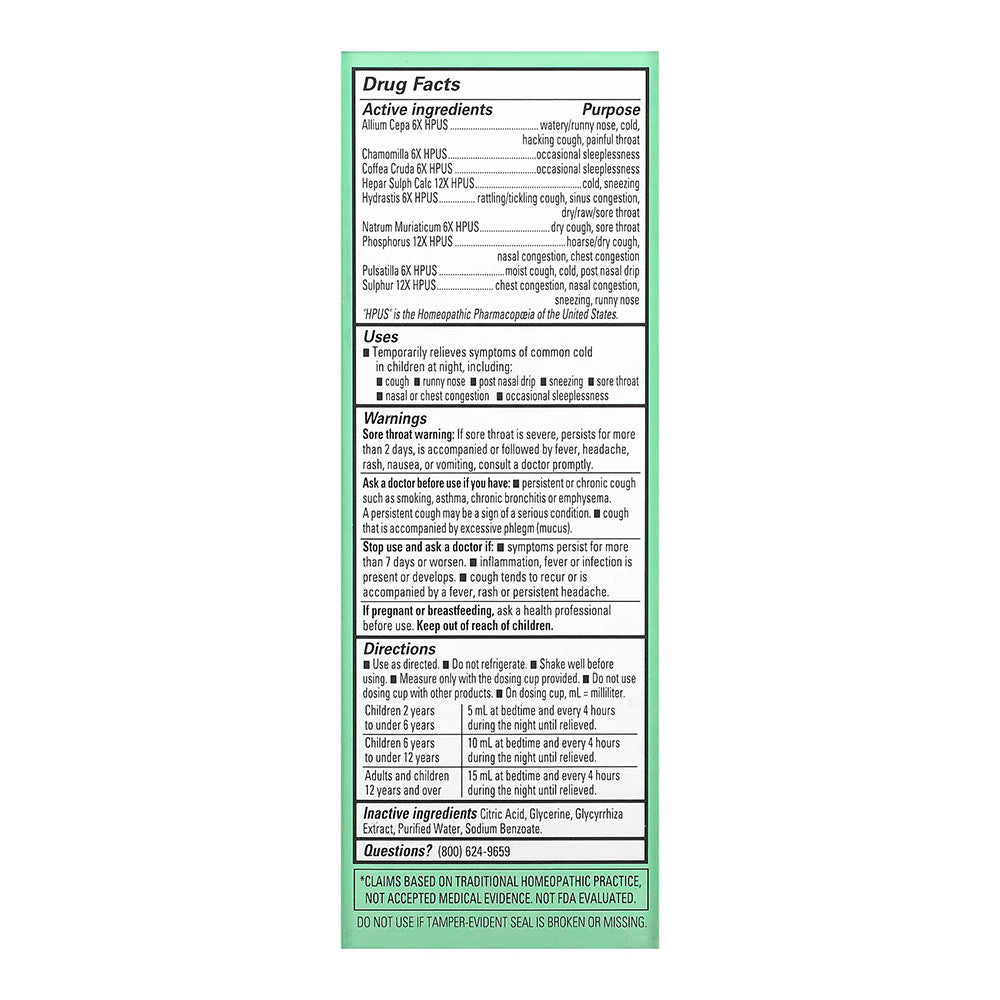 Hyland s Naturals Kids Cold & Cough Nighttime Relief Liquid, 4 Oz