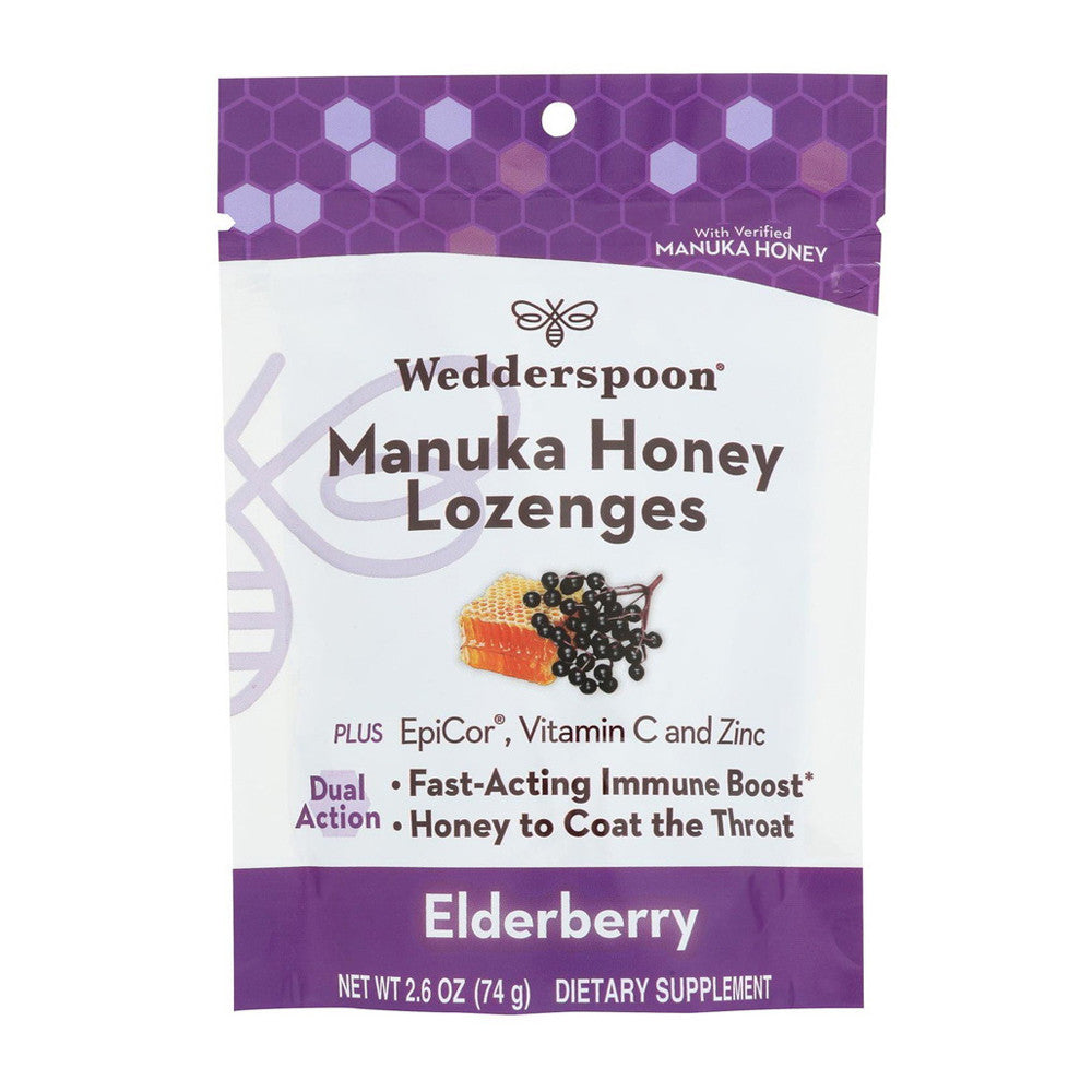 Wedderspoon Manuka Honey Immunity Lozenges, Elderberry, 2.6 Oz