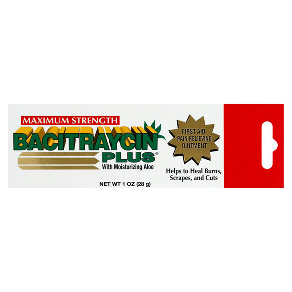 Bacitraycin Plus First Aid Antibiotic Pain Relief Ointment Maximum Strength, 1 Oz