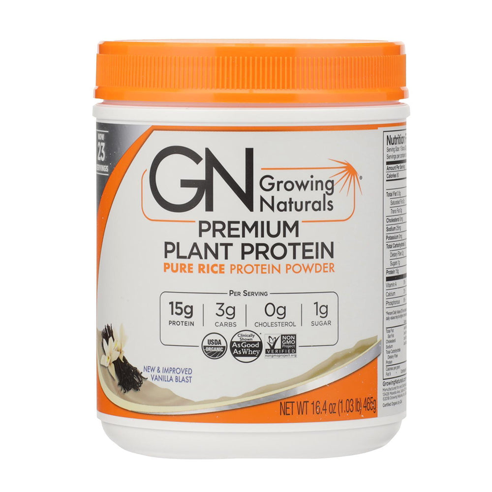 Growing Naturals Protein Powder Organic Rice Vanilla Blast 16.4Oz (465g)