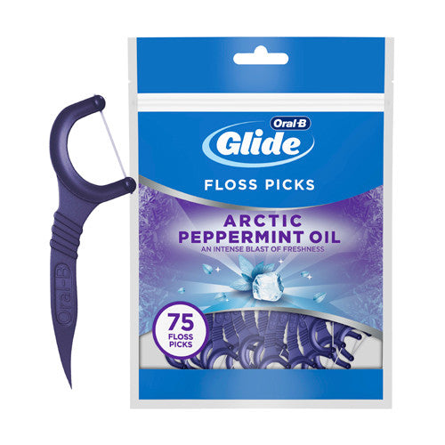 Oral-B Glide Arctic Peppermint Oil Dental Floss Picks, Mint, 75 ct