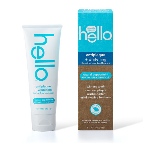 Hello Oral Care Fluoride Free Antiplaque and Whitening Toothpaste, 4.7 Oz