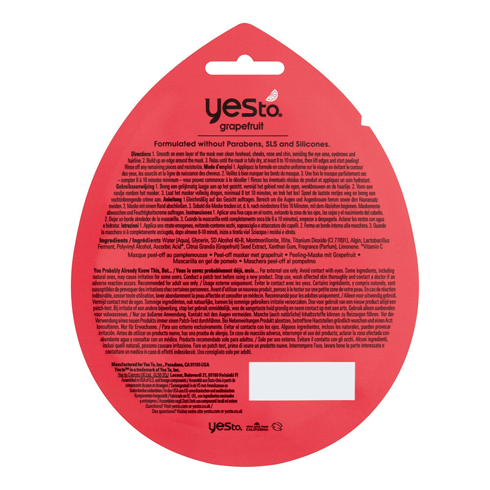 Yes To Grapefruit Brightening Peel Off Mask, 0.33 Oz