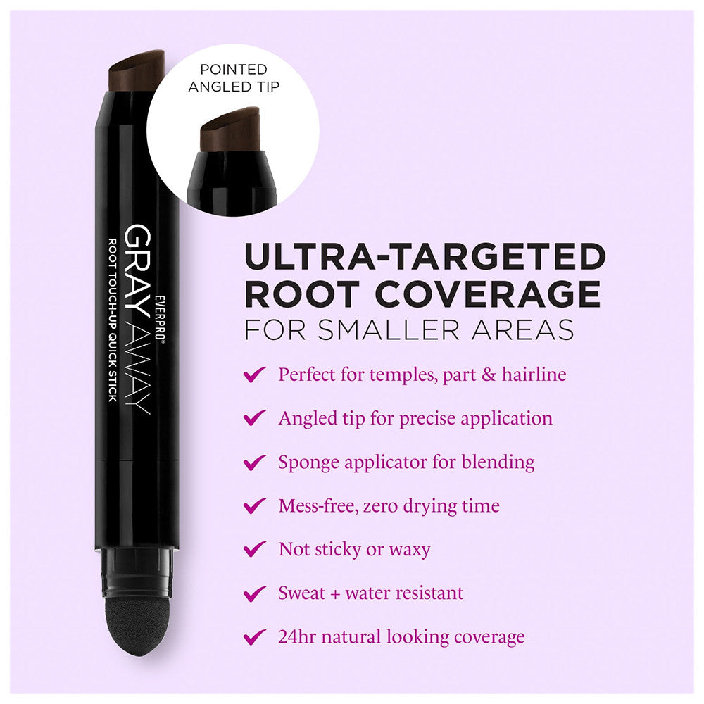 Everpro Gray Away Root Touch Up Quick Stick, Black or Dark Brown, 0.10 Oz