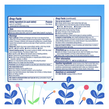 St.Joseph Safety Coated 81Mg Aspirin Pain Reliever Tablets, 365 Ea