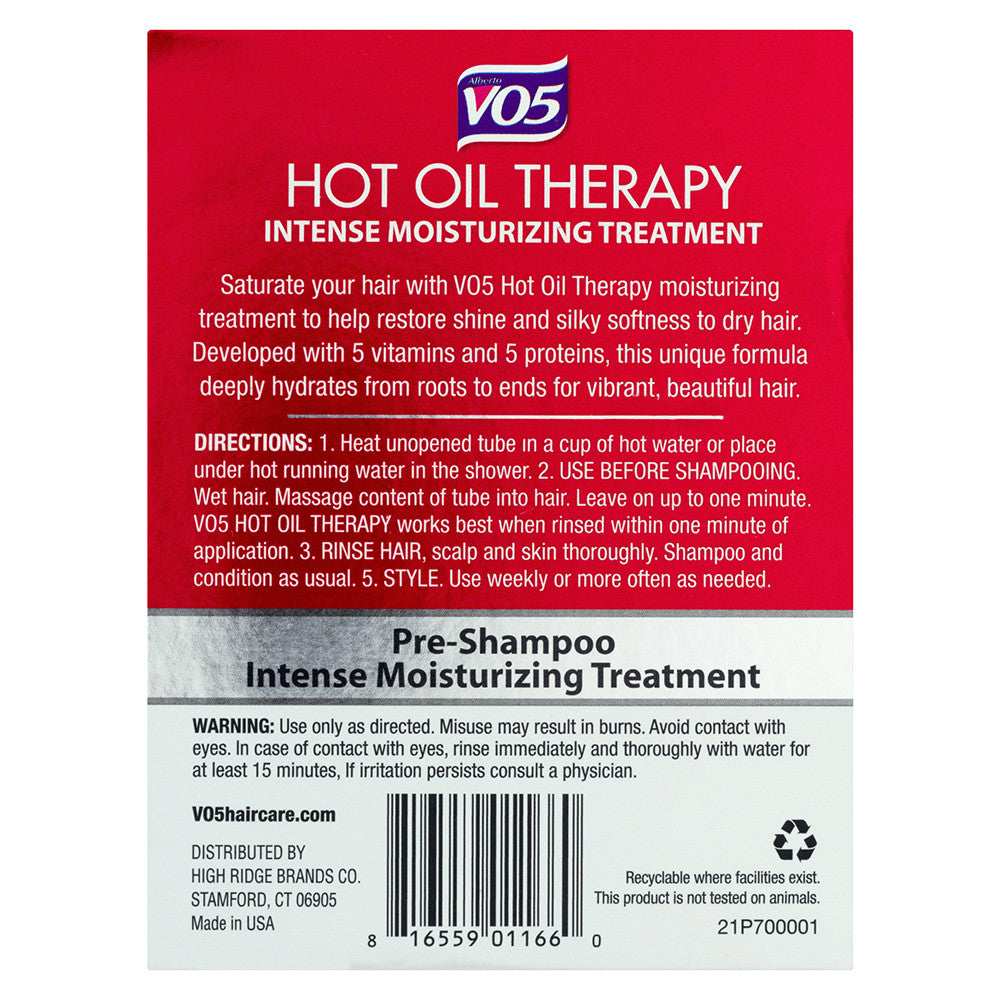 Alberto Vo5 Hot Oil Moisturizing Treatment With Vitamin E, 0.5 Oz, 2 tubes