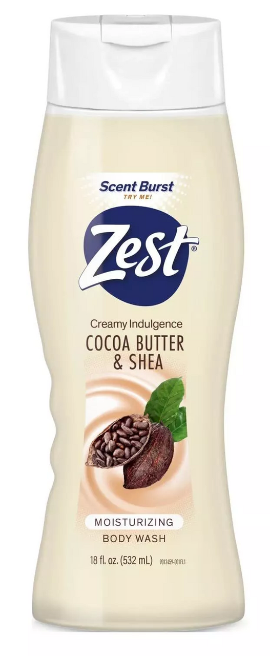 Zest Body Wash, Creamy Cocoa Butter & Shea, 18 Oz