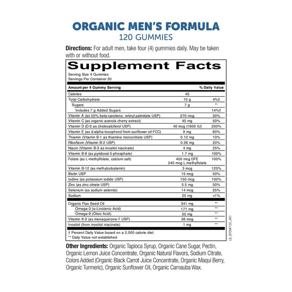 SmartyPants Organics Mens Multi and Omegas Organic Gummies, 120 Ea