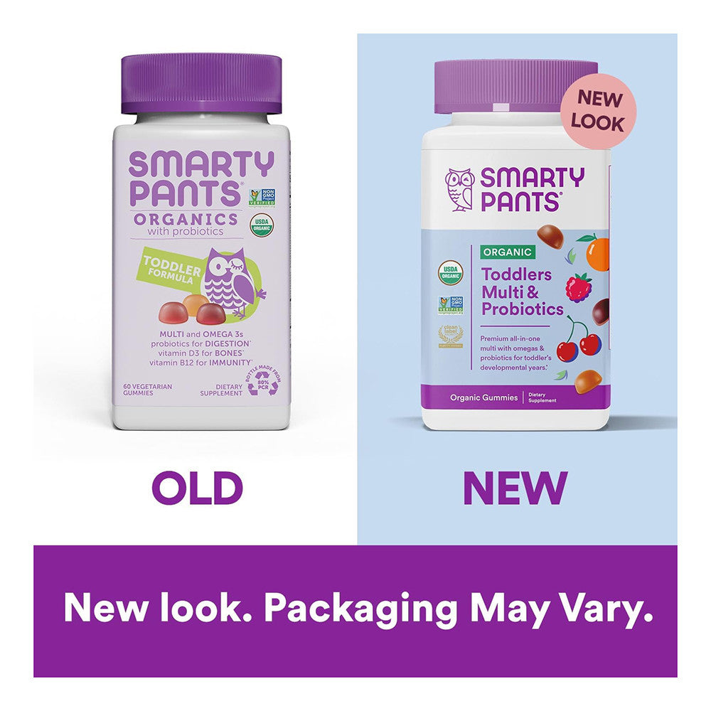 SmartyPants Organic with Probiotics Toddler Formula, Multivitamin Gummies, 60 Ea