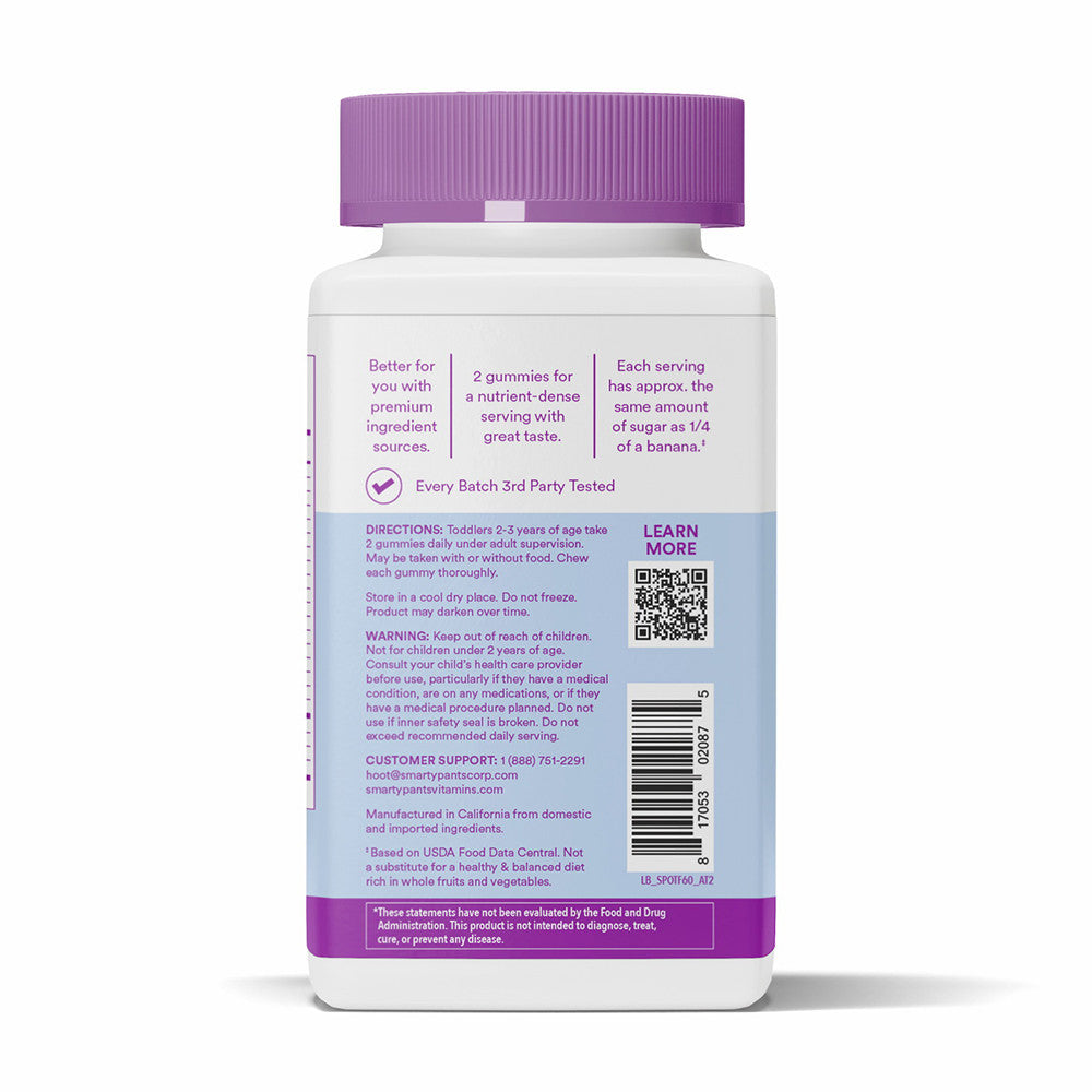 SmartyPants Organic with Probiotics Toddler Formula, Multivitamin Gummies, 60 Ea