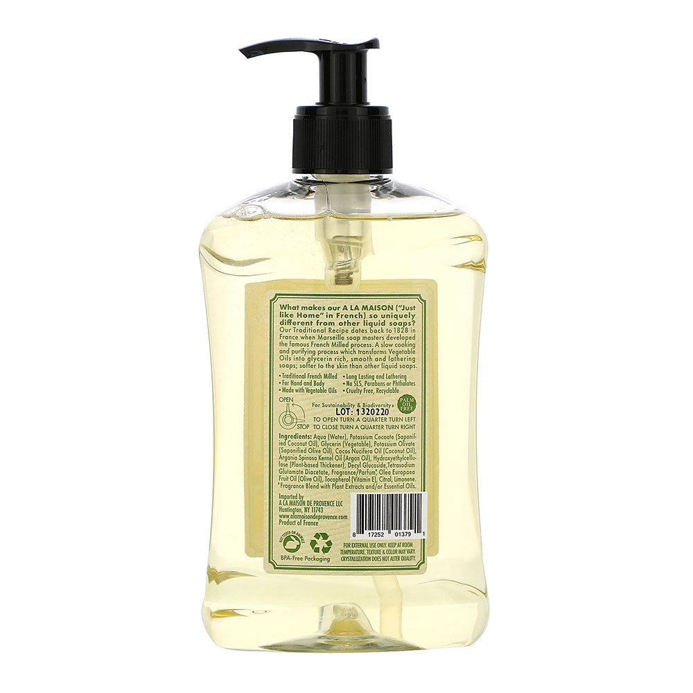 A La Maison Provence Lemon Liquid Soap with Olive and Argan Oils for Hand and Body 16.9Oz (500ml)