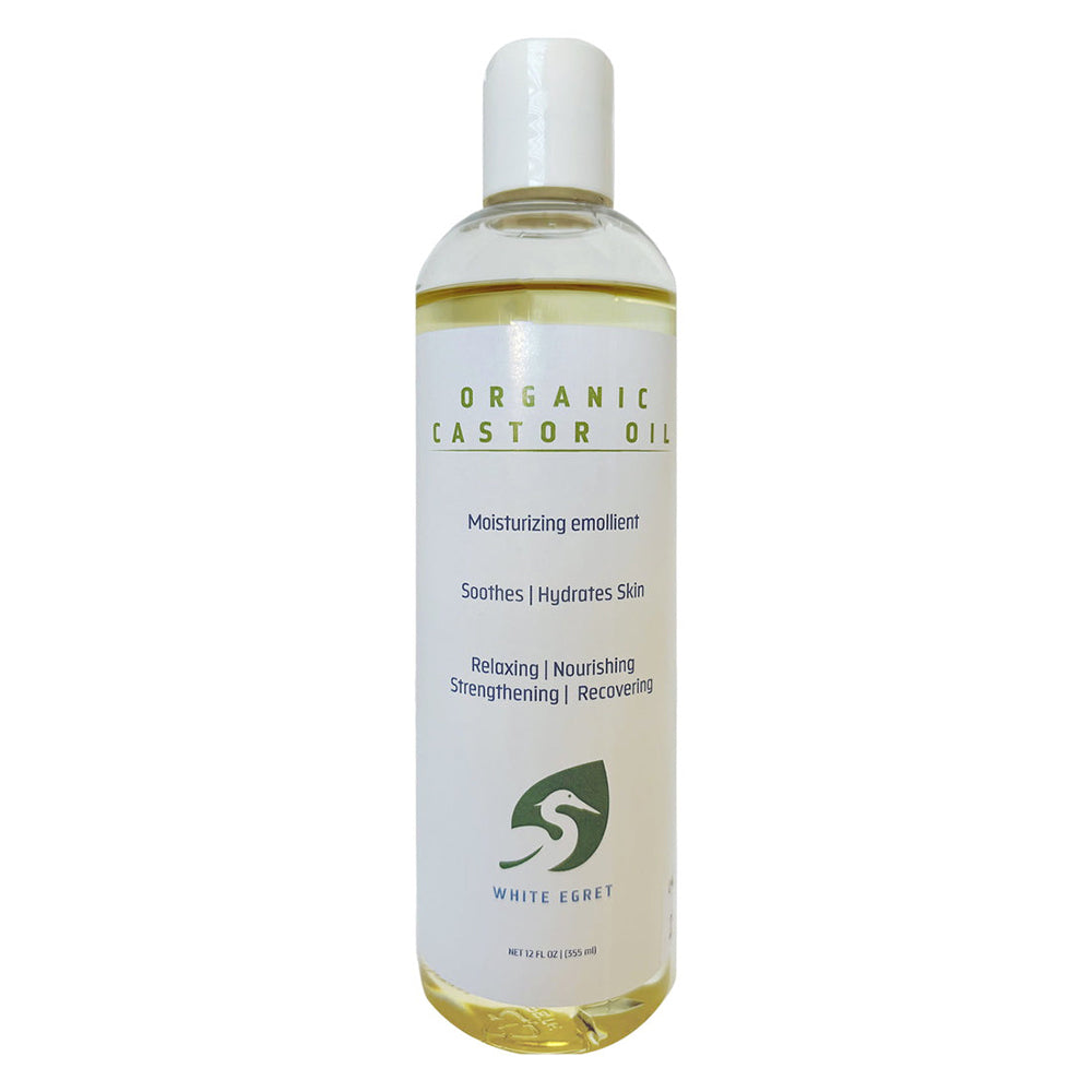 White Egret Organic Castor Oil Moisturizing Emollent Nourshing Strengthening Soothes Hydrateds Skin 12Oz (355ml)