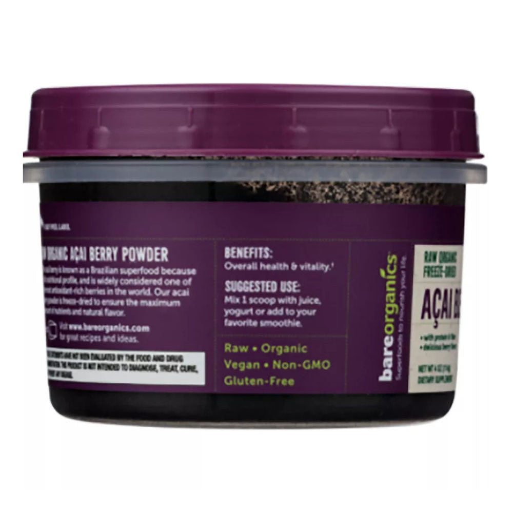 Bare Organics Superfood Powder, Acai Berry Dietary Supplement, 4 Oz