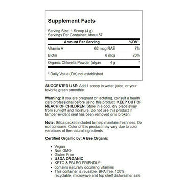 BareOrganics Chlorella Powder for Immunity, 8 Oz