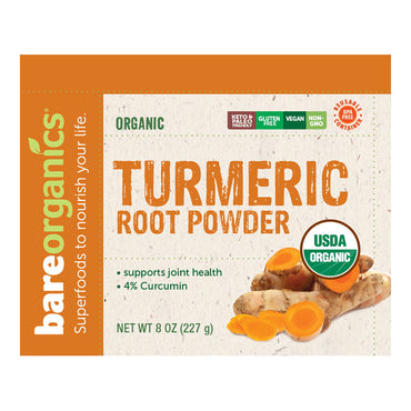 BareOrganics Turmeric Root Powder for Joint Health, 8 Oz
