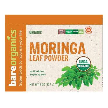 BareOrganics Moringa Leaf Powder for Antioxidant, 8 Oz