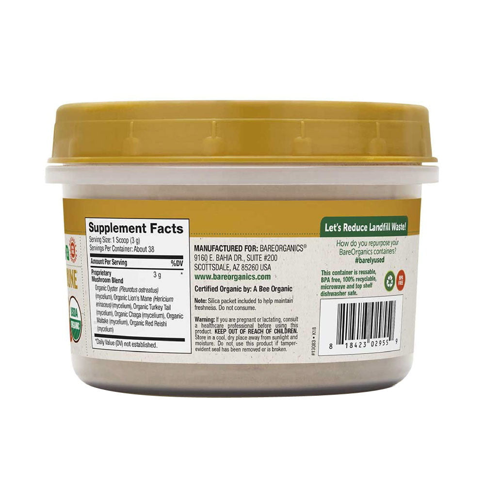 Bare Organics Mushroom Immune Blend Powder, 4 Oz