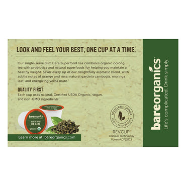 BareOrganics Slim Care Superfood and Probiotics Tea Cups, 12 Ea