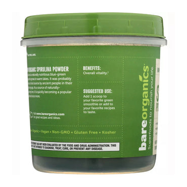 Bare Organics Raw Spirulina Powder, 8 Oz
