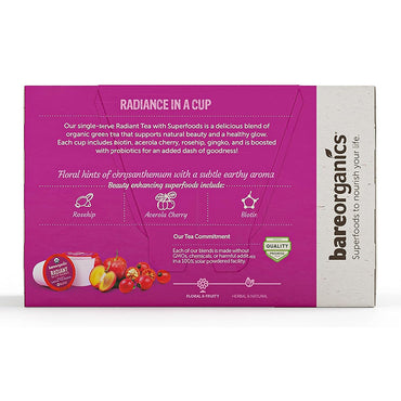 BareOrganics Radiant Superfoods and Probiotics Tea Cups, 10 Ea