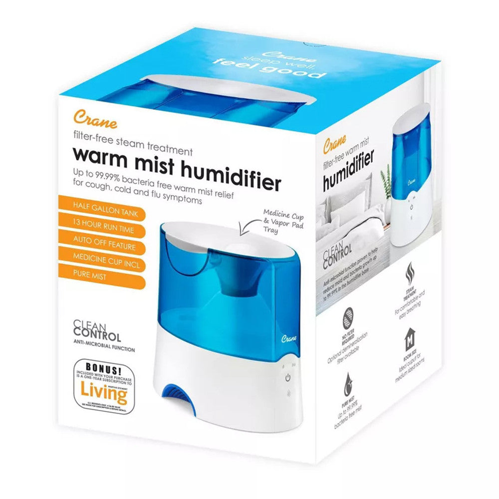 Crane Warm Mist Humidifier, Blue, 1 Ea