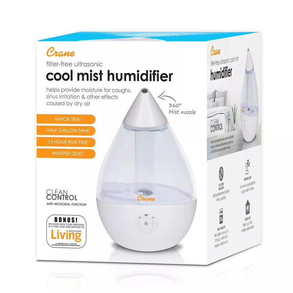 Crane Droplet Ultrasonic Cool Mist Humidifier, 1 Ea